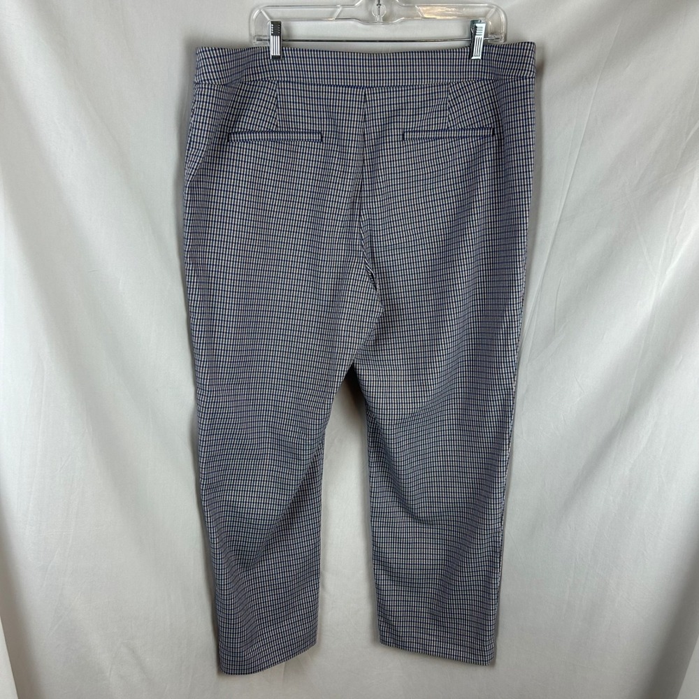 Loft Riviera Slim Blue Brown Plaid Ankle Pants Womens Size 16 Business Casual - Picture 6 of 10